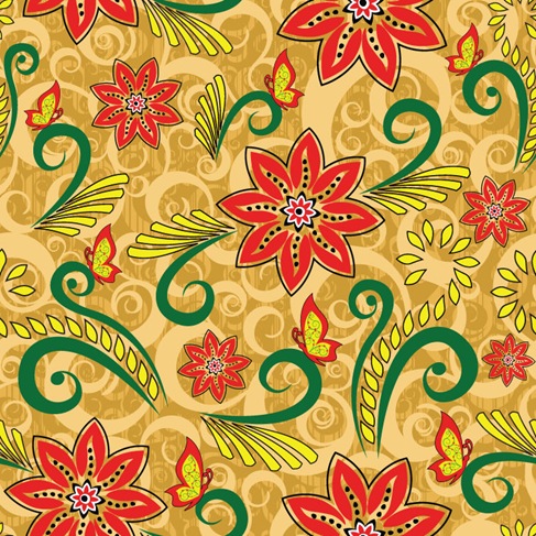 Vector Retro Floral Seamless Pattern