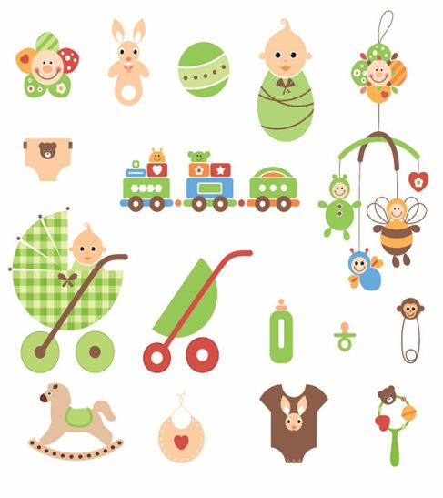 Cute Newborn Elements Vector Graphic