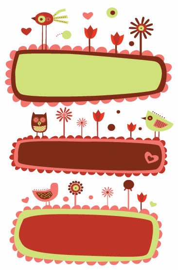 Vector Cute Bird and Flower Banners