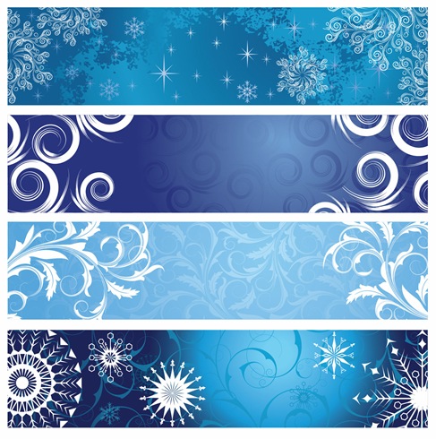 Vector Christmas Banners with Snowflakes