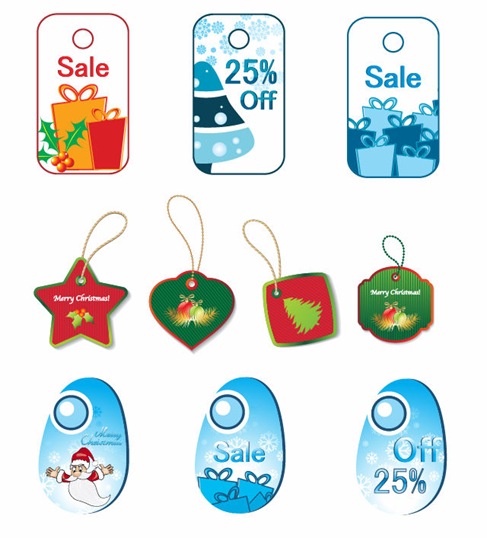 Christmas Tags Vector Set