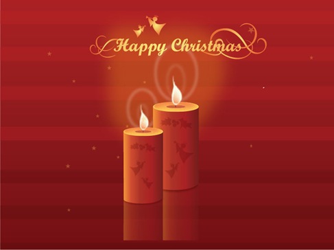 Free Shining Christmas Candles Vector Illustration