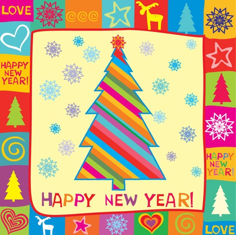 Happy New Year Greeting Card Vector Illustration