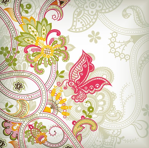 Vintage Flower Pattern Background Vector Art