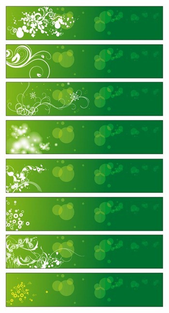 Green Floral Banners Vector