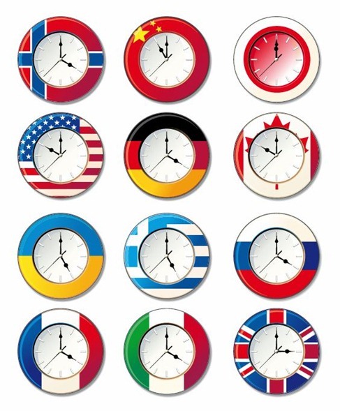 Vector Clock with Different National Flags