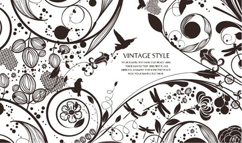 Vintage Style Floral Vector Background