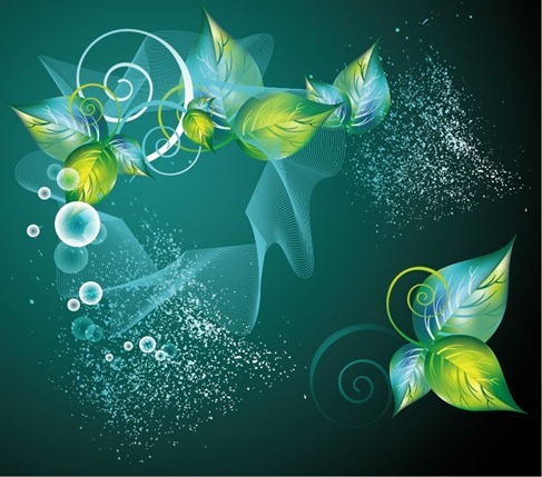 Abstract Green Swirl Floral Vector Background