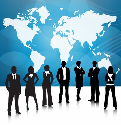 Business People Team With World Map