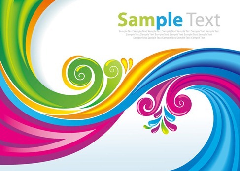 Rainbow Floral Swirls Vector Art