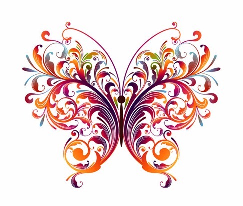 Abstract Floral Butterfly Vector Graphic