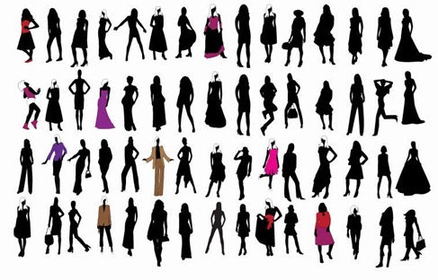 Silhouette of Fashion Girls