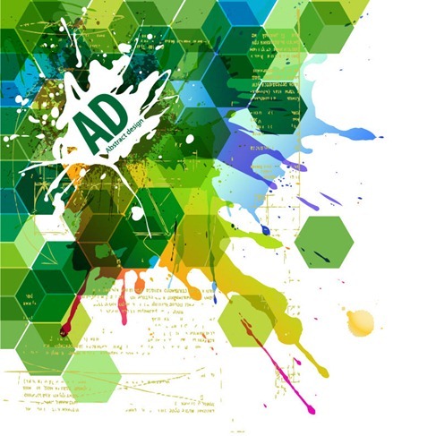 Abstract Hexagonal with Paint Splat Vector Illustration