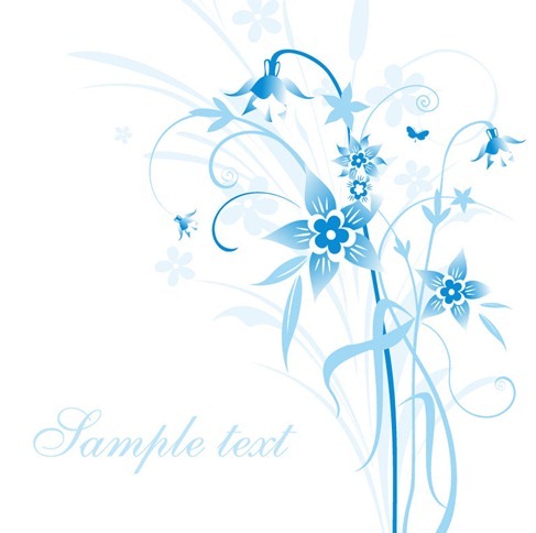 Abstract Light Blue Floral Vector Illustration