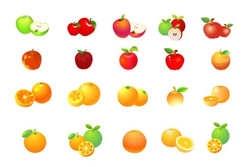 Apple and Orange Vector Graphic Set