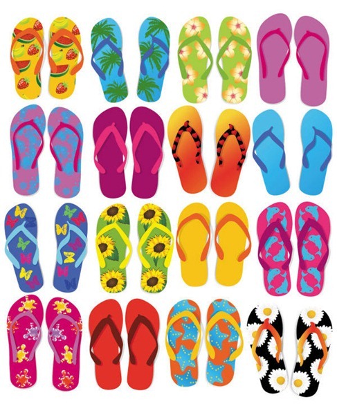 Colorful Flip Flops Vector Set