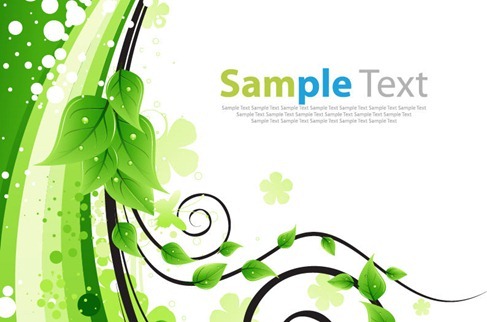 Green Floral Greeting Card Vector Illustration