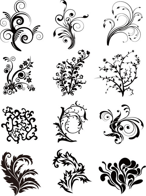 Floral Curves Vector Set