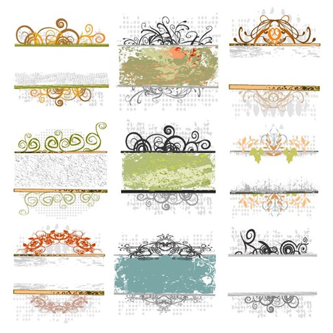 Vintage Floral Frame Vector Set