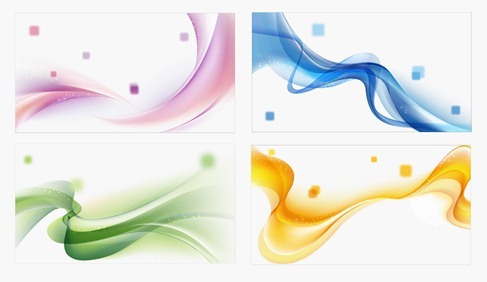 4 Colors Abstract Waves Background Vector Set