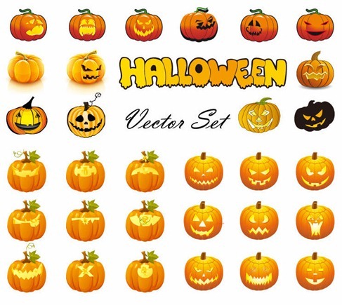 Halloween Pumpkins Mixed Mega Vector Collection