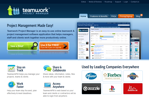 Online Project Management Software teamworkpm homepage