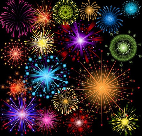 Brightly Colorful Vector Fireworks