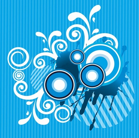 Abstract Floral with Sound Blue Background