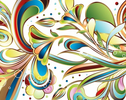 Abstract Colored Floral Vector Art