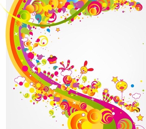 Abstract Happy Cute Rainbow Color Vector Illustration