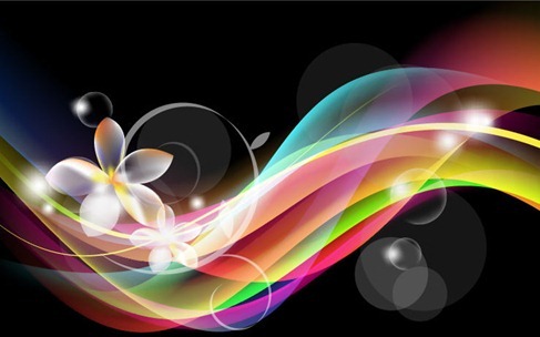 Abstract Waves Background with Flower Vector Graphic