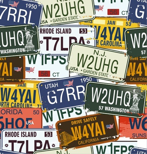 Vintage License Plates Vector Set