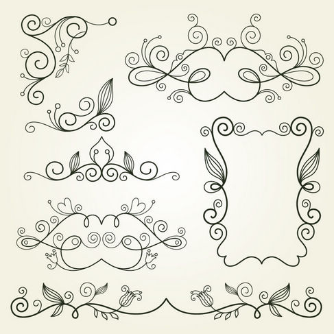 Floral Swirl Elements Vector Graphic