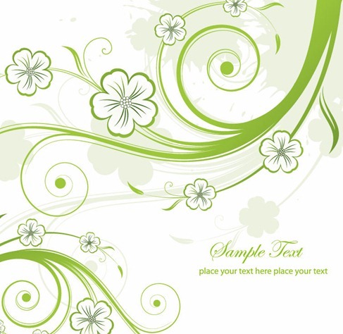 Abstract Green Floral Swirls Vector Graphic