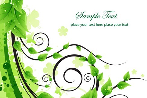 Green Floral Swirl Vector Illustration