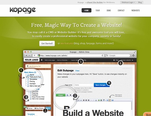 kopage- 10 Best Online Website Builders to Create Free Websites