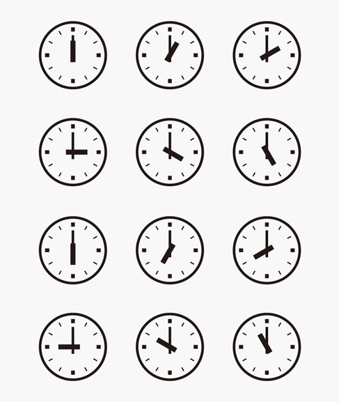 Set of Wall Clocks With Another Times