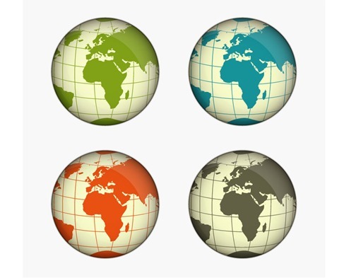 Green Blue Yellow and Gray Globe Vector Illustration