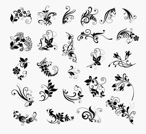 Vector Set of Floral Elements for Design