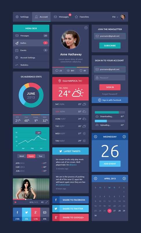 Flat Design UI Components Free