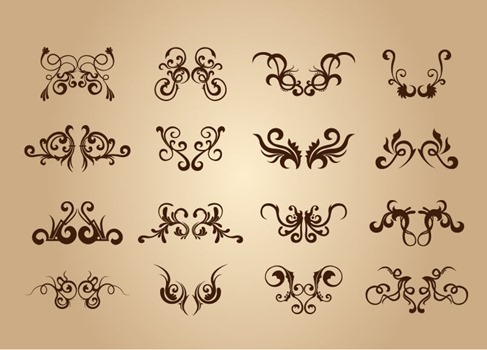 Set of Floral Vintage Vector Design Elements