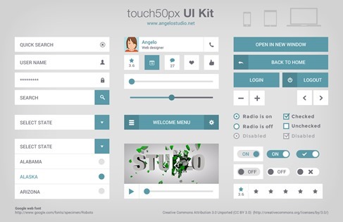 Touch 50px Free UI Kit 01