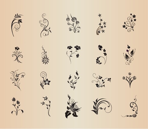 Floral Element Set Vector Garaphic