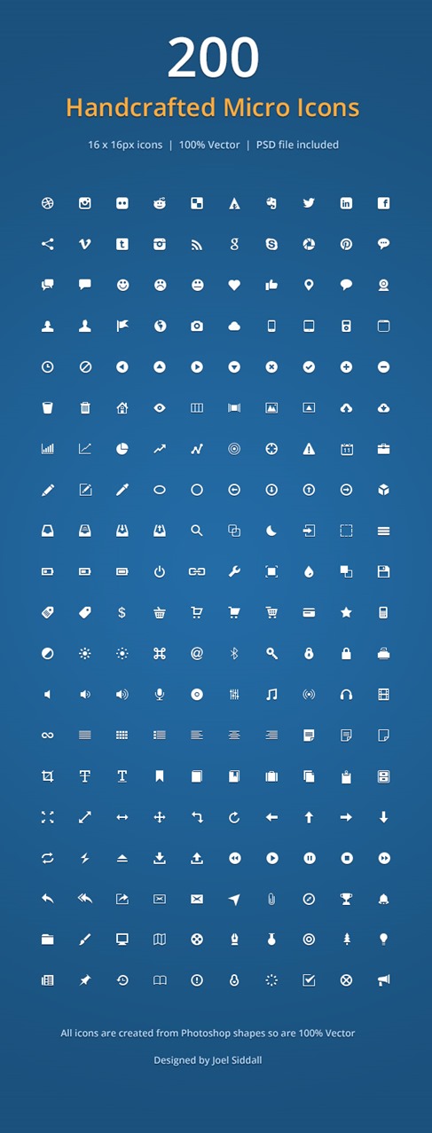 Handcrafted Micro Icons PSD and Vector Preview