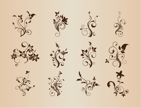 Set of Floral Elements for Design Vector Graphic