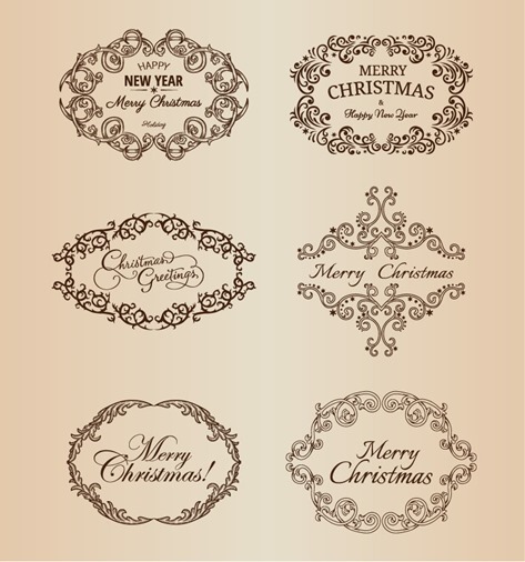 Vector Set of Christmas Decoration Frame Elements