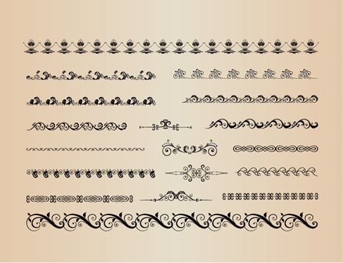 Vector Set of Decorative Horizontal Elements for Design