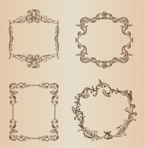 Vintage Floral Decorative Frame Vector Set