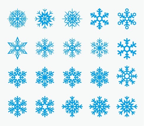 Blue Snowflakes Vector Set