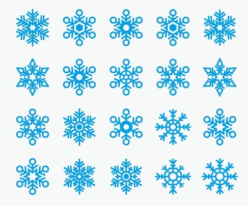 Snowflakes Shape Icon Vector Collection